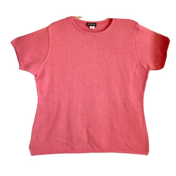 Honors Sweaters - HONORS Vintage 90s Women's Peach Pink Short Sleeve Crewneck Sweater Sz L/XL